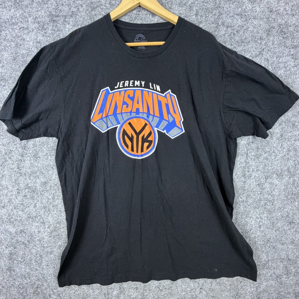 New York Knicks Jeremy Lin Linsanity T-Shirt Mens 2XL Black Retro Sport Graphic